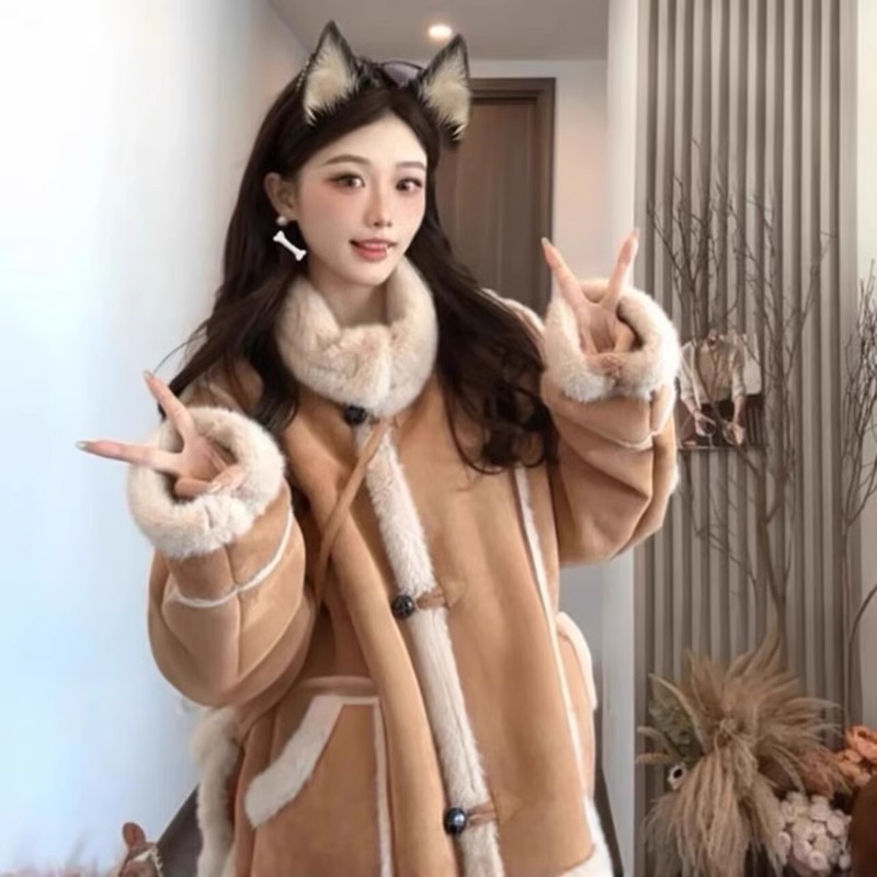 原版布料+有配带包包2024冬季新款韩版立领甜美外套女