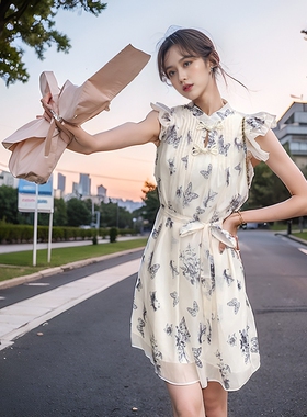 现货    国风蝴蝶印花连衣裙2C115-2182-P115-K168