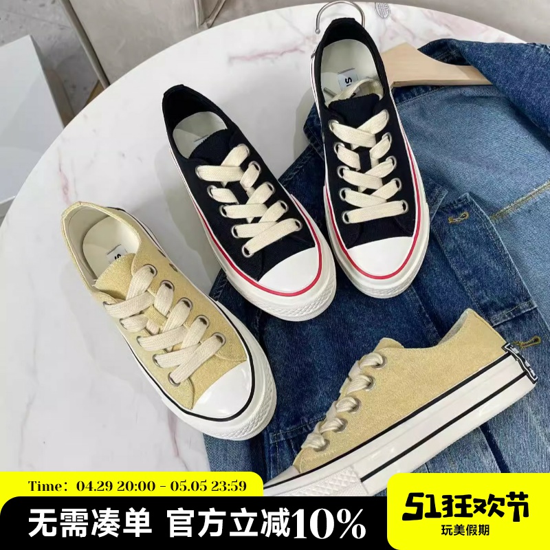 欧洲站女鞋2025春款低帮帆布鞋女轻便软底基础款休闲板鞋3.5cm