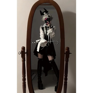 拖尾马甲lolita连衣裙三件套 2025春季 新款 暗黑哥特风衬衫 蕾丝短裤