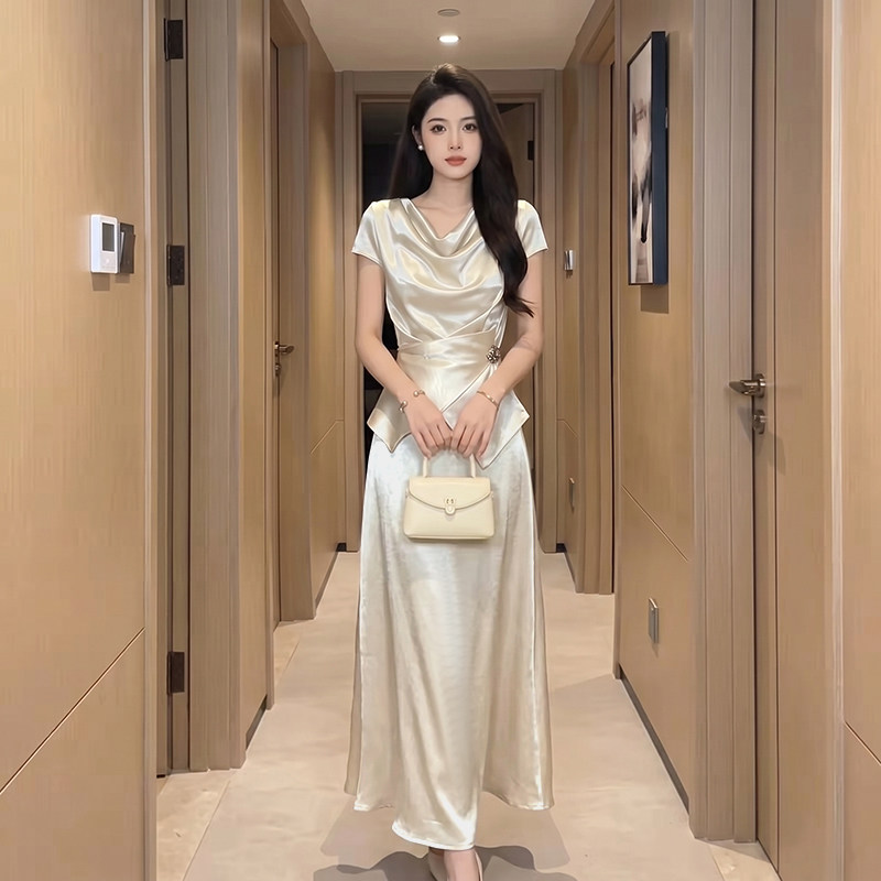 两件套2026夏季新款法式绝美气质轻熟风上衣显瘦半身裙套装D6850