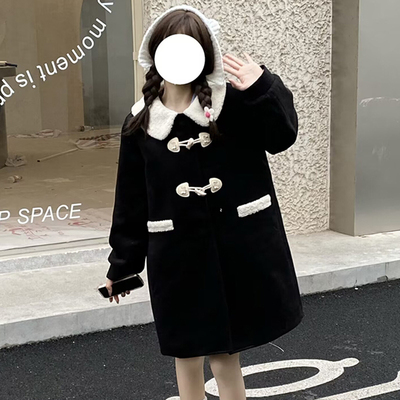 牛角扣毛呢外套女时尚保暖2025冬季新款可爱小个子爆款大衣冬装潮