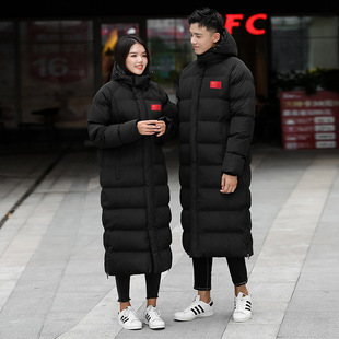 情侣款羽绒棉服男女中长款过膝加厚2020冬新训练教练国服外套印字