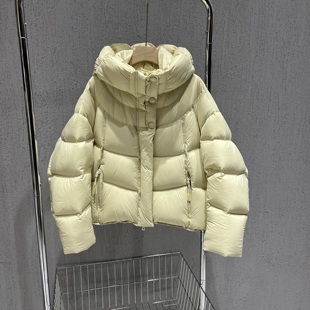 短款连帽泡芙羽绒服女2025冬季加厚保暖小个子90白鸭绒面包服外套