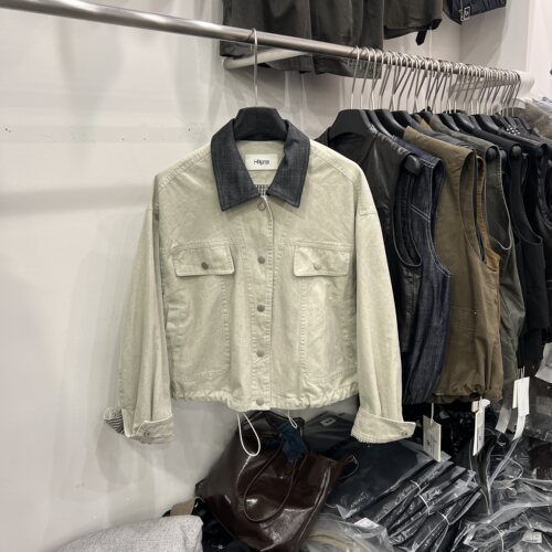 撞色牛仔蓝短款外套水洗做旧夹克