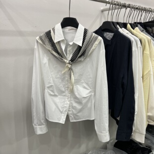 衬衫 韩系配披肩长袖 女高级感褶皱收腰显瘦天丝棉衬衣 新款 2026春季