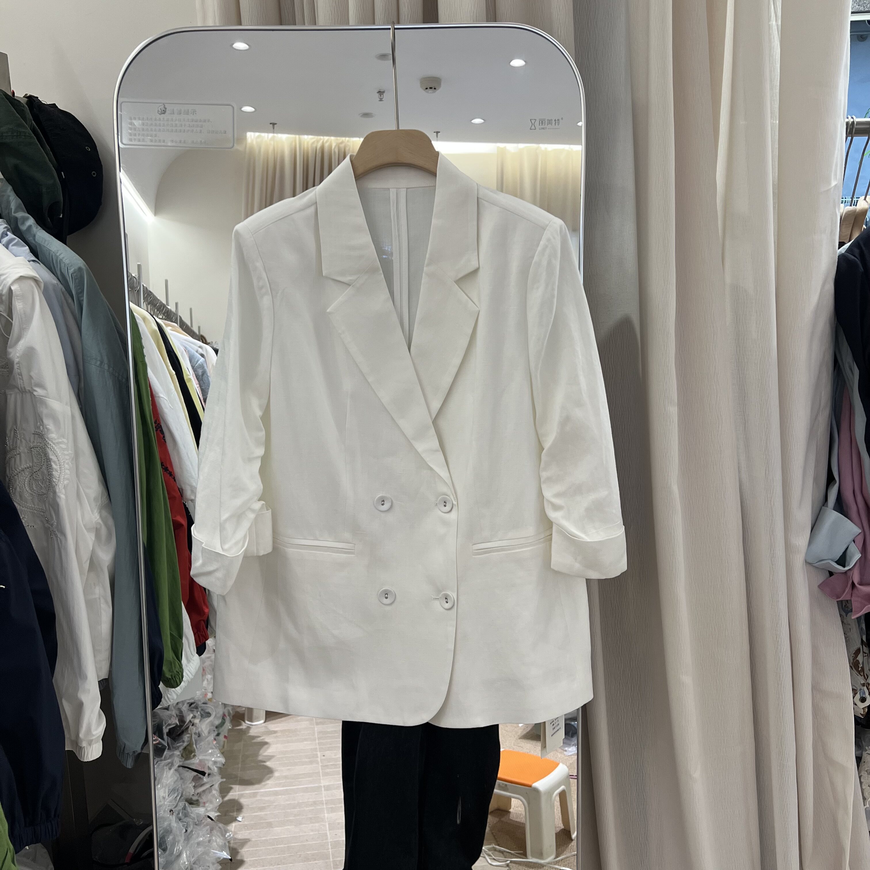 薄款七分袖天丝亚麻西装外套女2026夏季新款气质高级感西服上衣潮