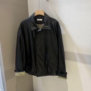 机车服蛋白皮夹克 高级感复古翻领皮衣外套女短款 欧货2026春季 新款