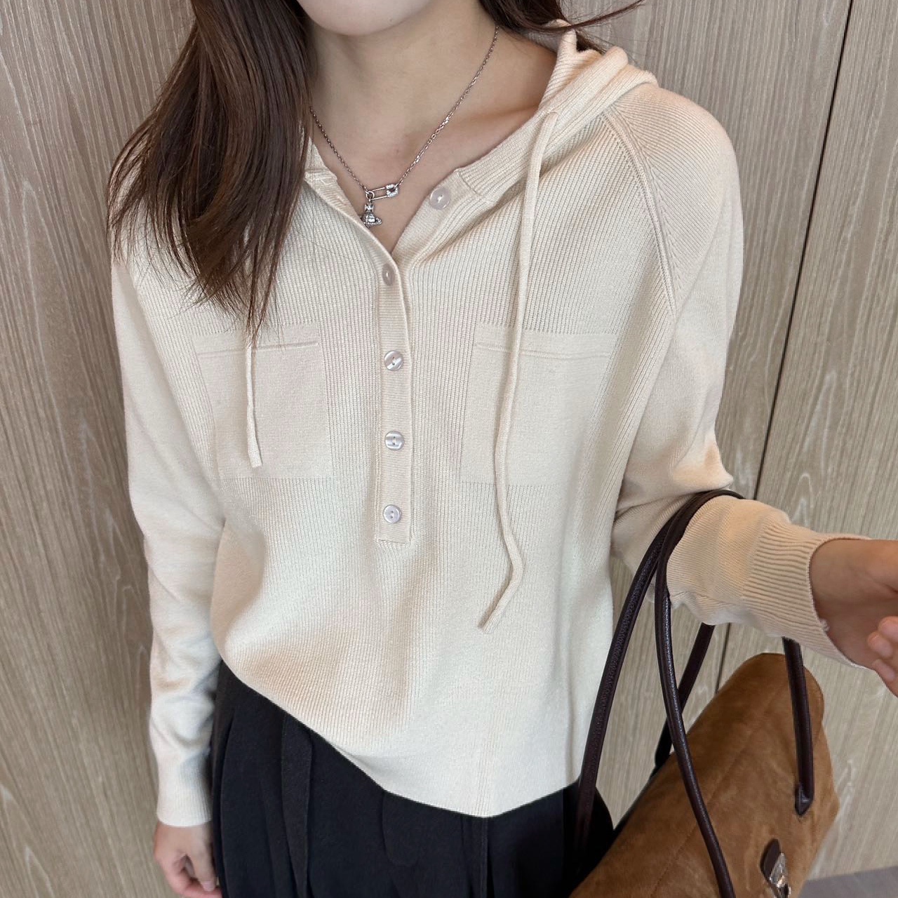 韩版时尚百搭显瘦连帽针织衫毛衣