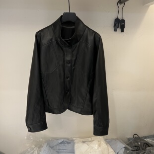 蛋白皮夹克上衣潮 设计感立领单排扣PU皮衣外套女短款 2026春季 新款