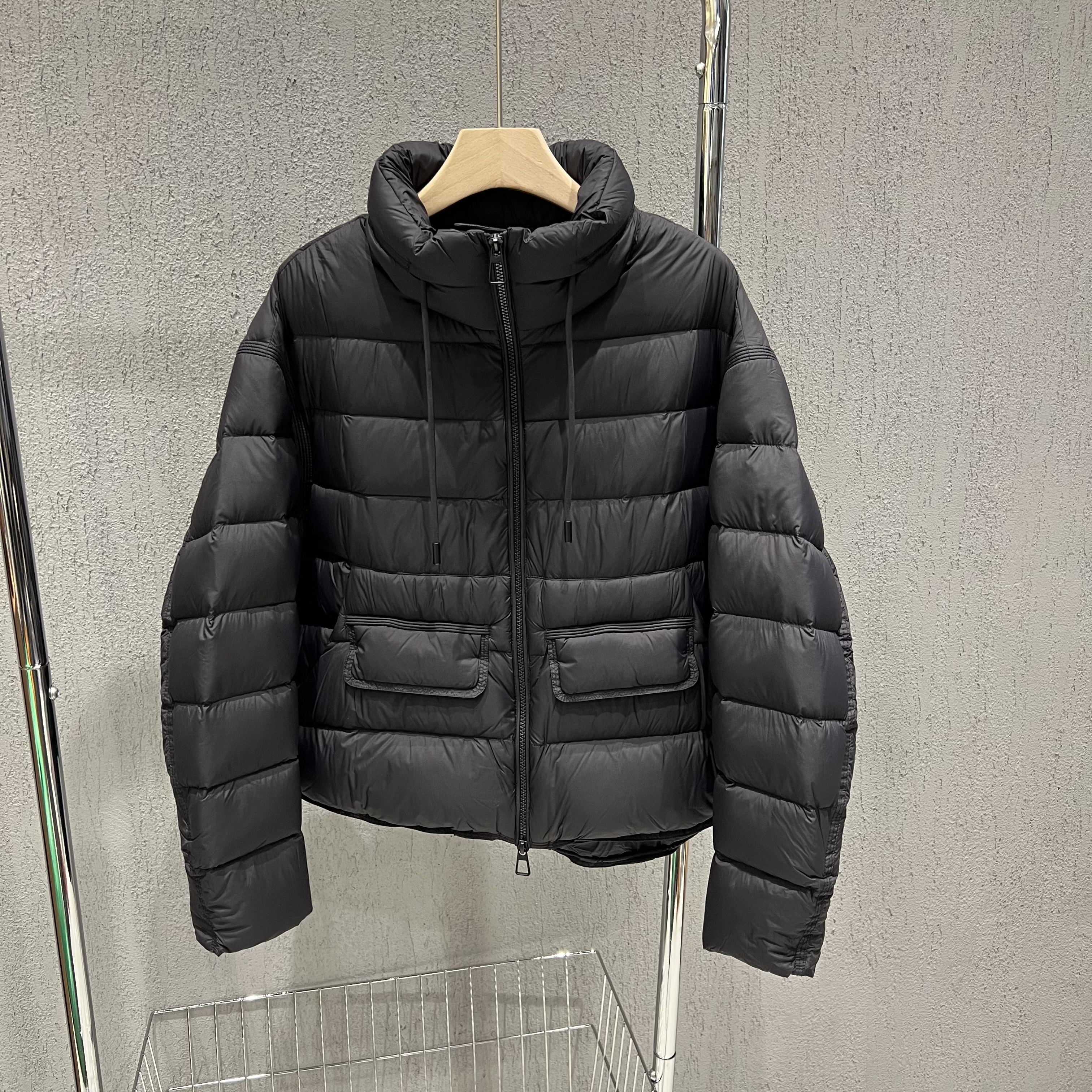 韩版时尚立领抽绳短款羽绒服外套