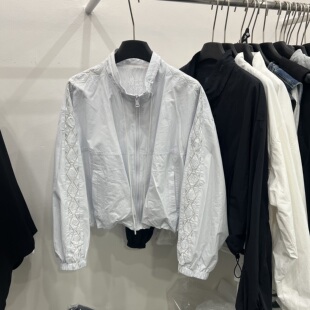 刺绣立领薄款 2026春季 时尚 韩版 短外套女设计感蕾丝内衬防晒衣 新款