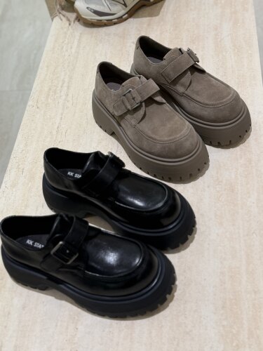 欧洲站女鞋2025新款真皮厚底增高英伦乐福鞋英伦风休闲皮鞋单鞋