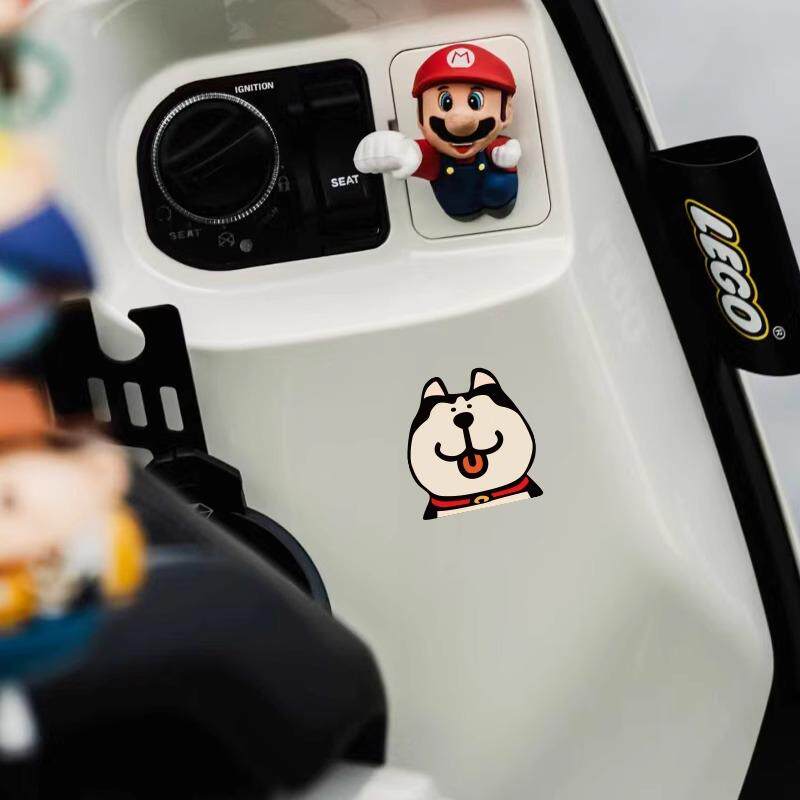 卡通呆萌柴犬二哈创意汽车贴纸电动车摩托车身划痕遮挡装饰贴画