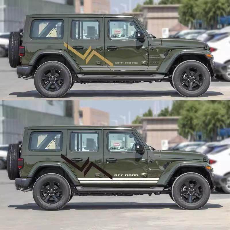 适用于JEEP牧马人车贴拉花吉普个性改装车身侧裙装饰腰线彩条贴纸