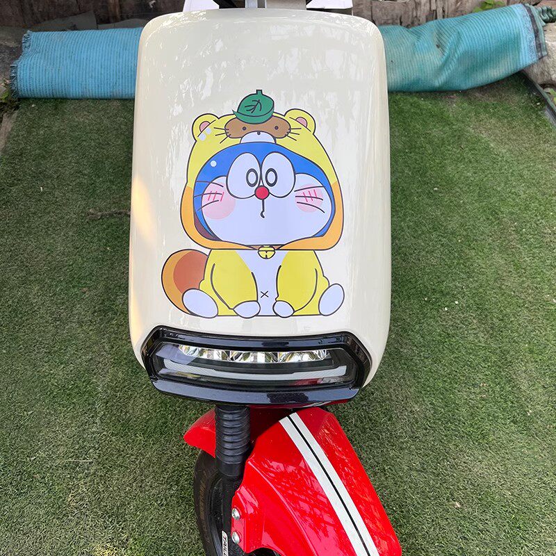哆啦A梦电动车贴纸雅迪爱玛小牛摩托车掩盖划痕防水创意车贴装饰