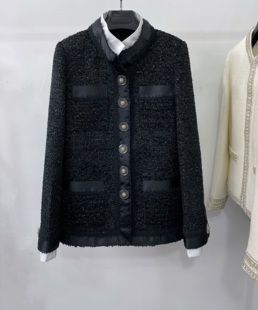 黑色小香风外套女2023早秋中长款 上衣 百搭显瘦小个子气质名媛法式