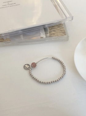 法国cherry kitty925银草莓晶珠珠人像钱币手链女简约个性百搭