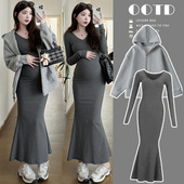 鱼尾 连衣裙秋冬韩系两件套内搭修身 法国gentle motto孕妇秋装