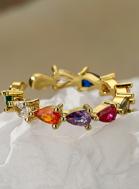 法国cherry kitty 欧美简约优雅铜镀锆石戒指女ins小众轻奢手饰