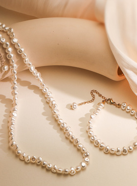 法国cherry kitty ins时尚简约巴洛克珍珠项链女小众优雅大方