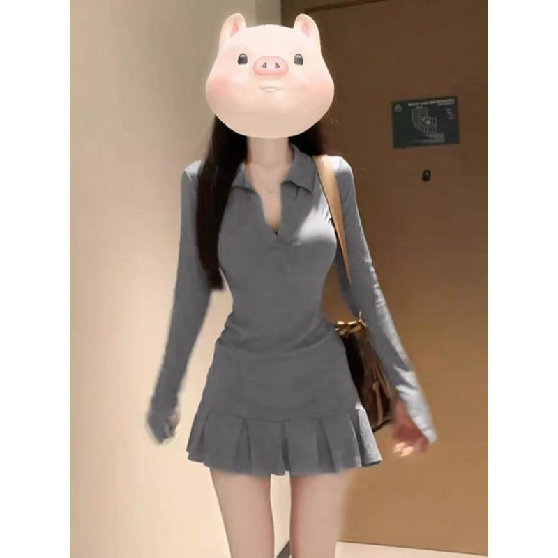 法国gentle motto韩系高级感黑色连衣裙子女早初春季修身收腰包