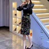 长袖 新时尚 高级感上衣高腰包臀半身裙女 kitty秋季 法国cherry