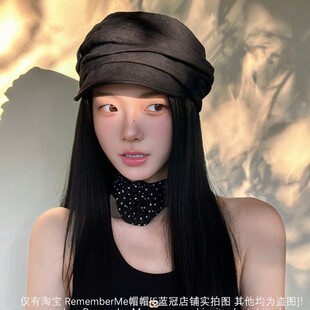 山本耀司风 薄款透气水洗亚麻褶皱设计八角帽气质显脸小马术帽