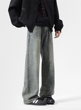 BDLS工作室文艺男女店港风情侣款皮带腰猫须马骝基本款牛仔裤男女