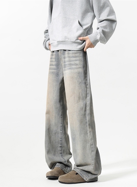 BDLS工作室文艺男女店港风情侣款秋现货高质量猫须马骝复古牛仔裤