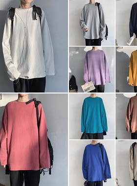 Koreastudios店铺韩纯色打底衫男长袖T恤宽松百搭上衣insstudios