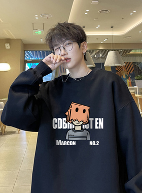 BDLS工作室文艺男女店港风情侣款圆领卫衣男装港风长袖t恤男外套