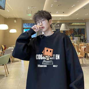 BDLS工作室文艺男女店港风情侣款圆领卫衣男装港风长袖t恤男外套