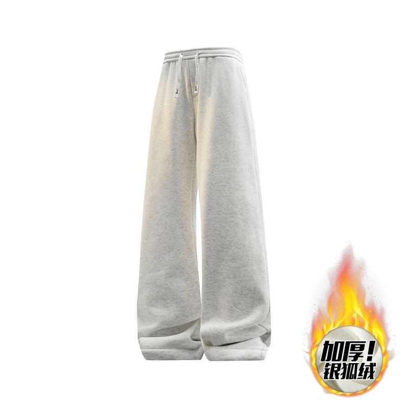 BDLS工作室文艺男女店港风情侣款冬季加绒卫裤加厚裤大码运动裤子