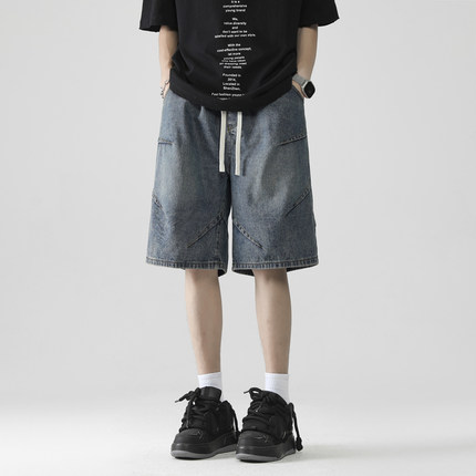 BDLS工作室文艺男女店港风情侣款牛仔短裤男夏季薄款休闲五分裤子