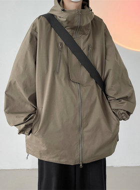 BDLS工作室文艺男女店港风情侣款冲锋衣男黑夹克美式机能工装外套