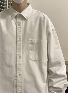 BDLS工作室文艺男女店港风情侣款现货高品质纯色长袖衬衫纯棉男女