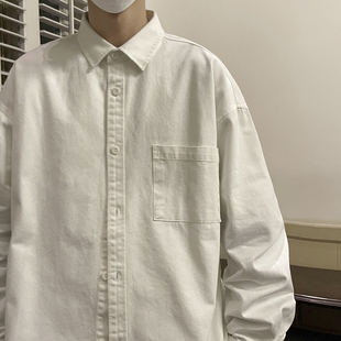 BDLS工作室文艺男女店港风情侣款现货高品质纯色长袖衬衫纯棉男女