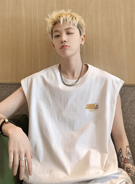 BDLS工作室文艺男女店港风情侣款字母运动坎肩背心休闲无袖t恤潮