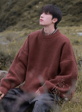 BDLS工作室文艺男女店港风情侣款纯色圆领毛衣男内搭针织衫潮外套