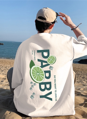 BDLS工作室文艺男女店港风情侣款冰柠檬青柠印花短袖T恤大码体恤