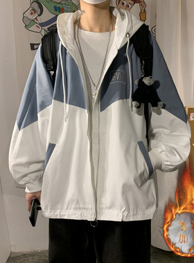 koreastudios店铺insstudios外套男加绒夹克秋冬休闲帅气运动连帽