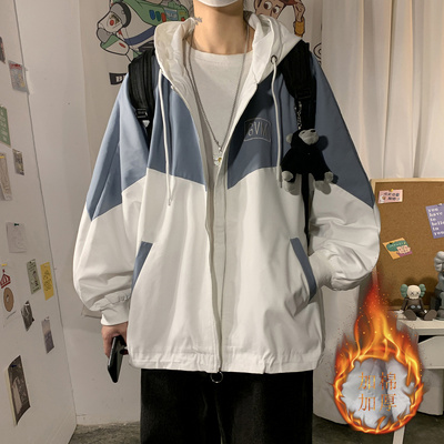 加绒夹克秋冬休闲运动连帽外套
