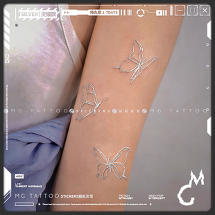 高级感度假美妆烫金烫银手臂脚踝纹身贴纸女 鎏金蝴蝶 tattoo