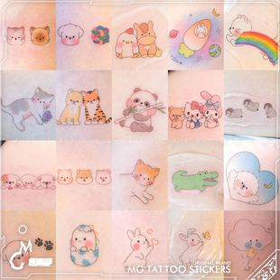 卖萌小不点儿 26个图案迷你可爱俏皮卡通小清新动漫纹身贴防水女