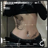 暗黑系美式 翼龙怒火 草本纹身 龙图案花臂草本纹身贴纸 tattoo