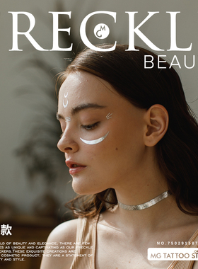 MG tattoo 欧美潮流嘴唇脸部美妆烫银直线简约高光度假男女纹身贴