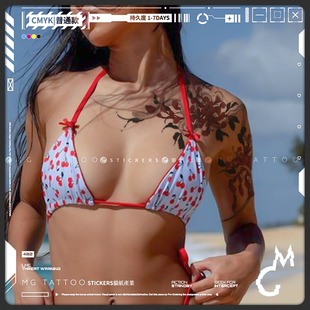 暗黑系浪漫锁骨腰部花朵蛇图案写真纹身贴纸 山野归来 tattoo