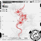 血色百合简约线条腿部手臂后背锁骨浪漫少女防水纹身贴 tattoo