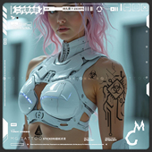 草本纹身生化危机 tattoo 赛博朋克模组警告图形草本纹身贴纸